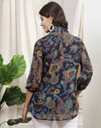 Embroidered Poly Slub Kurta Set with Tasselled Khadi Silk Dupatta