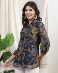 Embroidered Poly Slub Kurta Set with Tasselled Khadi Silk Dupatta