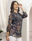 Embroidered Poly Slub Kurta Set with Tasselled Khadi Silk Dupatta