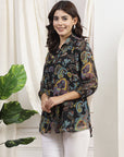 Embroidered Poly Slub Kurta Set with Tasselled Khadi Silk Dupatta