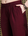 Solid Viscose Kurta Set with Ethnic Embroidery and Dupatta