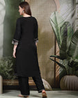 Moire Embroidered Kurta Set with Palazzo & Organza Dupatta