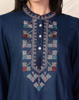 Solid Viscose Rayon Kurta Set with Ethnic Embroidery
