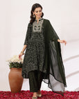 Bandhani Printed Flared Modal Chanderi Kurta Set with Dupatta