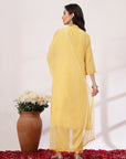 Solid A-Line Georgette Kurta with Ethnic Embroidery and Elasticated Palazzo