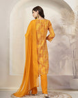 Paisley Printed A-Line Modal Chanderi Kurta Set with Embroidery & Dupatta