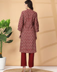 Ethnic Printed Viscose Kurta with Embroidery & Palazzo Set