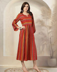 Bandhani Printed Modal Chanderi Flared Dress with Sequin Detail
