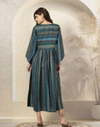 Bandhani Printed Modal Chanderi Flared Dress with Sequin Detail