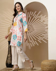 Paisley Printed High-Low Kurta with Shirt Collar