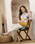 Paisley Printed High-Low Kurta with Shirt Collar