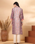Placement Printed Straight Crepe Kurta with Sewroskie Work