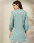 Ethnic Printed Straight Cotton Cambric Kurti with Print Patch