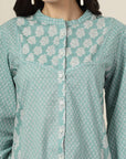 Ethnic Printed Straight Cotton Cambric Kurti with Print Patch