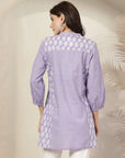Ethnic Printed Straight Cotton Cambric Kurti with Print Patch