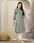 Geometric Printed A-Line Cambric Kurta Set with Palazzo