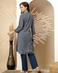 Floral Printed A-Line Kurta Set with Embroidered Cuff & Palazzo