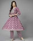 Ethnic Motif Printed A-Line Cotton Kurta Set