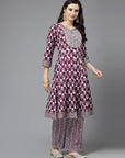 Ethnic Motif Printed A-Line Cotton Kurta Set