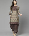 Floral Printed Straight Modal Chanderi Kurta Set