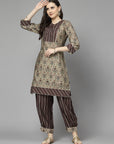 Floral Printed Straight Modal Chanderi Kurta Set