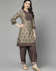 Floral Printed Straight Modal Chanderi Kurta Set