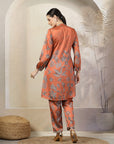 Floral Printed A-Line Poly Satin Kurta Set with Palazzo