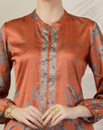 Floral Printed A-Line Poly Satin Kurta Set with Palazzo