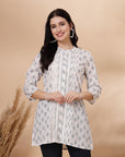 Ethnic Printed A-Line Cambric Kurti with Lace Detailing