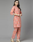 Ethnic Motif Printed Modal Chanderi Kurta Set with Floral Embroidery