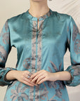 Floral Printed A-Line Poly Satin Kurta Set with Palazzo