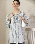 Shibori Printed Straight Cotton Cambric Kurti