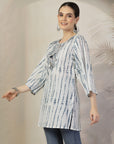 Shibori Printed Straight Cotton Cambric Kurti