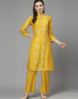 Ethnic Motif Printed A-Line Kurta Set