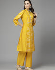 Ethnic Motif Printed A-Line Kurta Set