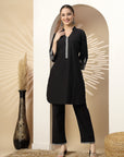 Solid Embroidered Straight Kurta Set with Palazzo