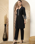 Solid Embroidered Straight Kurta Set with Palazzo