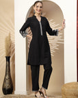 Solid Embroidered Straight Kurta Set with Palazzo
