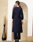 Solid Embroidered A-Line Kurta Set with Palazzo