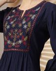 Solid Embroidered A-Line Kurta Set with Palazzo