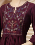 Solid Embroidered A-Line Kurta Set with Palazzo