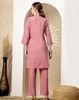 Solid Embroidered Straight Kurta Set with Palazzo