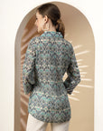 Ditsy Printed Poly Georgette Shirt with Sequin Detail