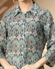 Ditsy Printed Poly Georgette Shirt with Sequin Detail