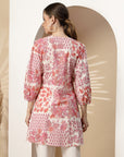 Floral Patch Printed A-Line Cotton Cambric Kurti
