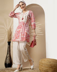 Floral Patch Printed A-Line Cotton Cambric Kurti
