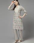 Floral Printed Poly Viscose Kurta Set
