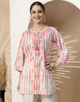 Shibori Printed Straight Cotton Cambric Kurti