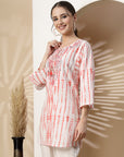 Shibori Printed Straight Cotton Cambric Kurti
