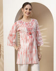Shibori Printed Straight Cotton Cambric Kurti